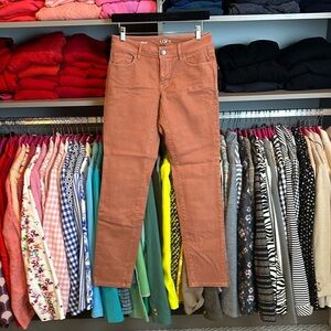 Loft curvy skinny salmon colored jeans size 2
